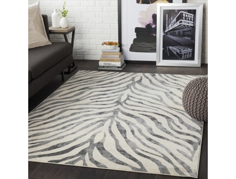 Tapete LIVABLISS Boho Desenho de Zebra Cinza Escuro/Bege 140x200