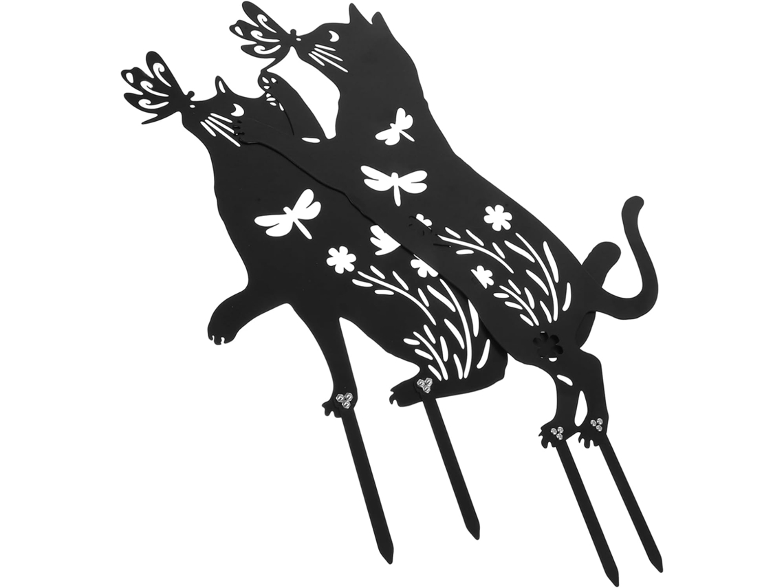 Conjunto De 2 Estacas Decorativas Com Animais Para Decoração De Pátio Externo Em Metal. Gokoco