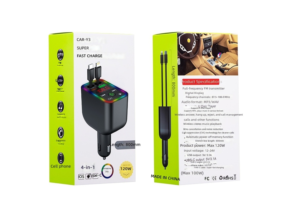 Reprodutor MP3 Bluetooth para Carro, Áudio Sem Perdas, Chamadas Viva Voz, Navegação CHABERLU