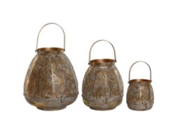 Conjunto de 3 Castiçais de Metal 22cm/13cm 25x25x28cm ALEXANDRA HOUSE LIVING