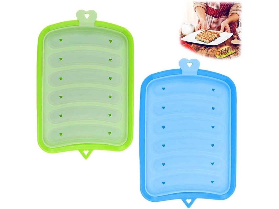Conjunto de 2 Formas de Silicone para Cachorro-Quente, Molde Multifuncional para Alimentos como Salsichas, Chocolate e Bolos