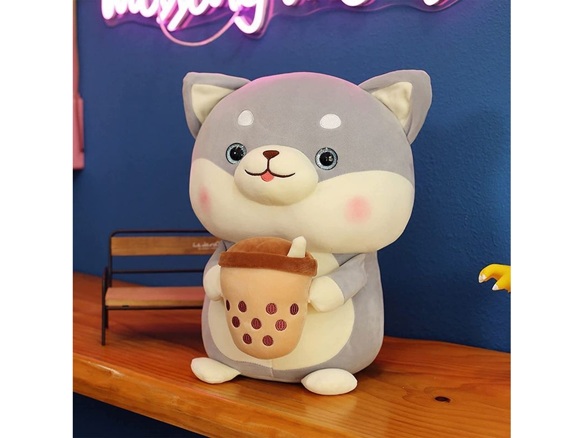 Pelúcia de Cachorro 9 Polegadas Boneca Kawaii de Chá de Leite com Bolhas Fofa