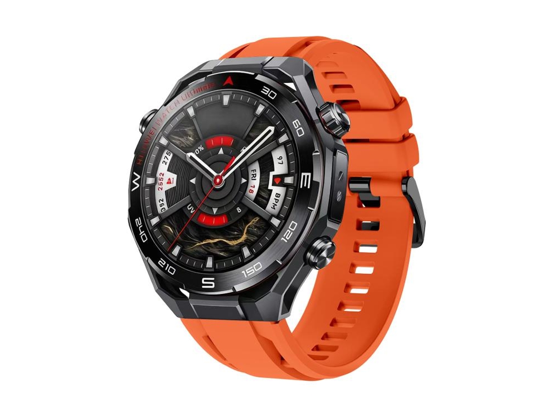 Bracelete Para Huawei Watch Ultimate 2 - Silicone Cor Sólida - Fivela Preta Laranja
