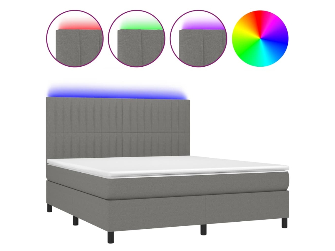 Box Spring Bed, Box Spring Beds Vidaxl Cinzeto Tecido (160 X 200 Cm)