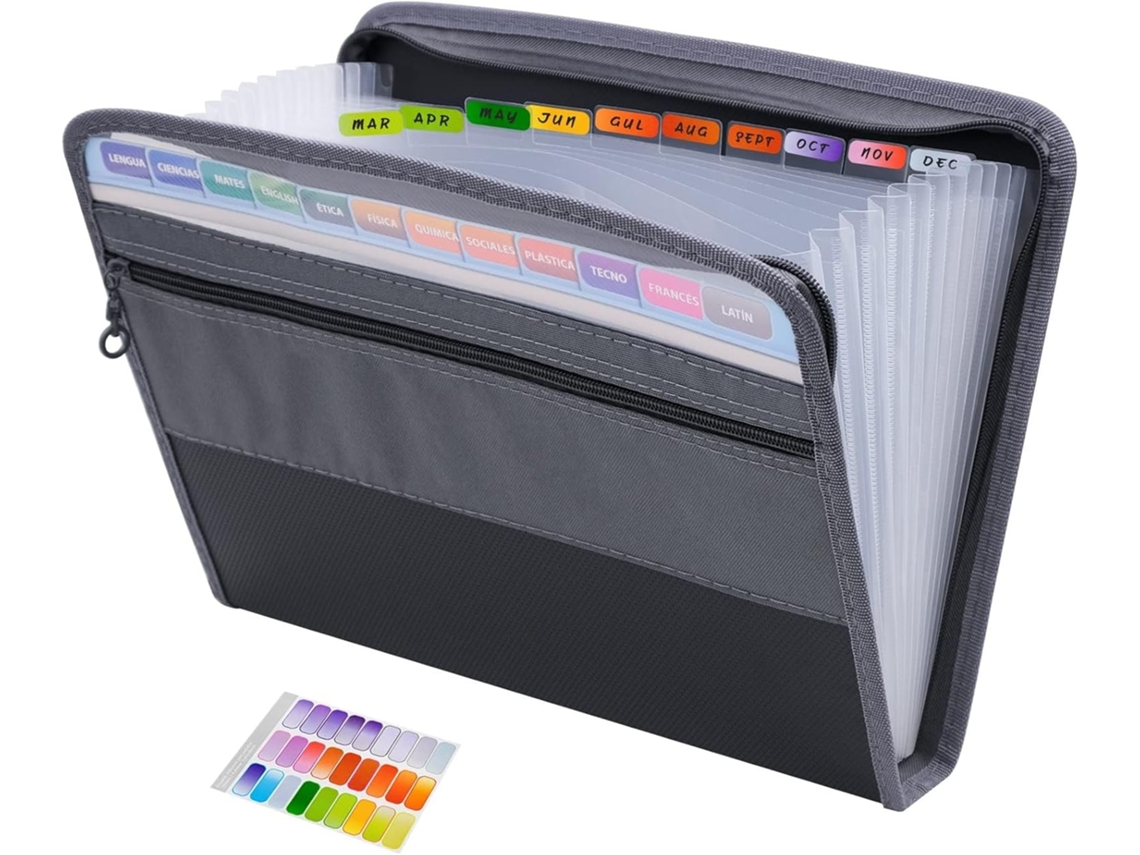 Lurelia Pasta Expansível A4, Com 13 Compartimentos, Em Pp E Papel, À Prova De Água E Fecho, Preto, Para Documentos E Escritório