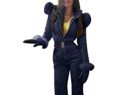Mono De Nieve Para Mujer Impermeable Con Cremallera, Abrigo Deportivo Al Aire Libre Abrigado Para Esquí Azul 2xl