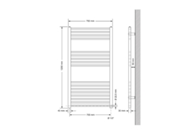 Radiador de Casa de Banho Elétrico 750X1200Mm Grande Capacidade Branco Direito com Ligação Lateral ECD