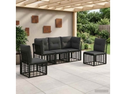 Vidaxl Conjunto De Sofás Para Exterior Preto Poliéster