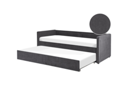 Cama Dupla Prática BELIANI Mimizan de Bombazine Cinzento Escuro 90x200