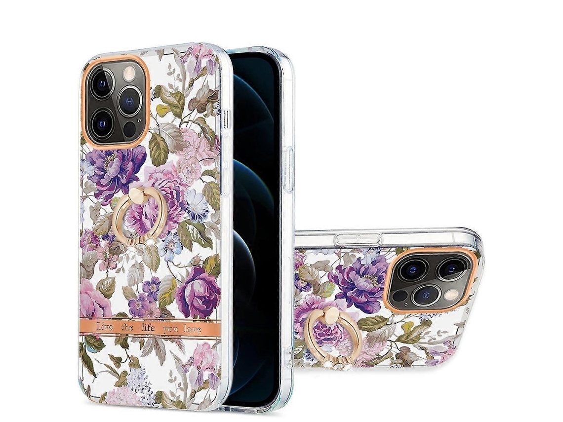 Capa De Celular De Tpu Com Anel Imd Flowers Para Iphone 12 Pro Max