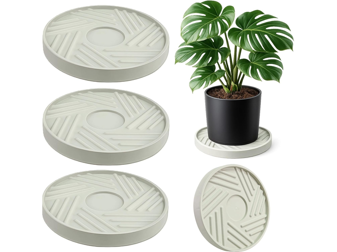 Conjunto De 3 Suportes Para Plantas Com Rodas Escondidas, 25, 4cm 10 Polegadas, Com Rodízios, Base Rolante, Suporte