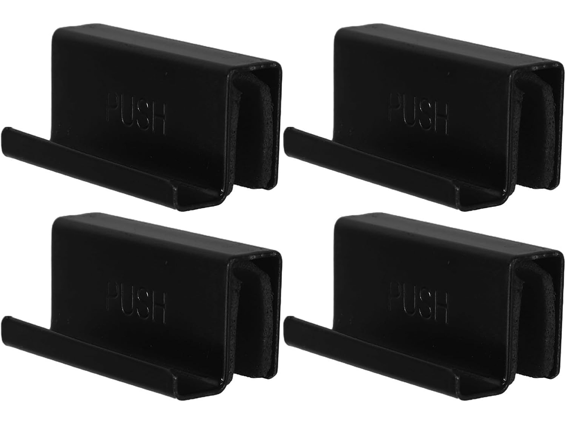 Conjunto De 4 Presilhas Pretas Para Maçanetas Portas Vidro, Compatíveis Com Aço Laminado A Frio De 4a 6mm Espessura