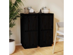 Vidaxl Aparadores 2 Pcs 31,5x34x75 Cm Madeira De Pinho Maciça Preto