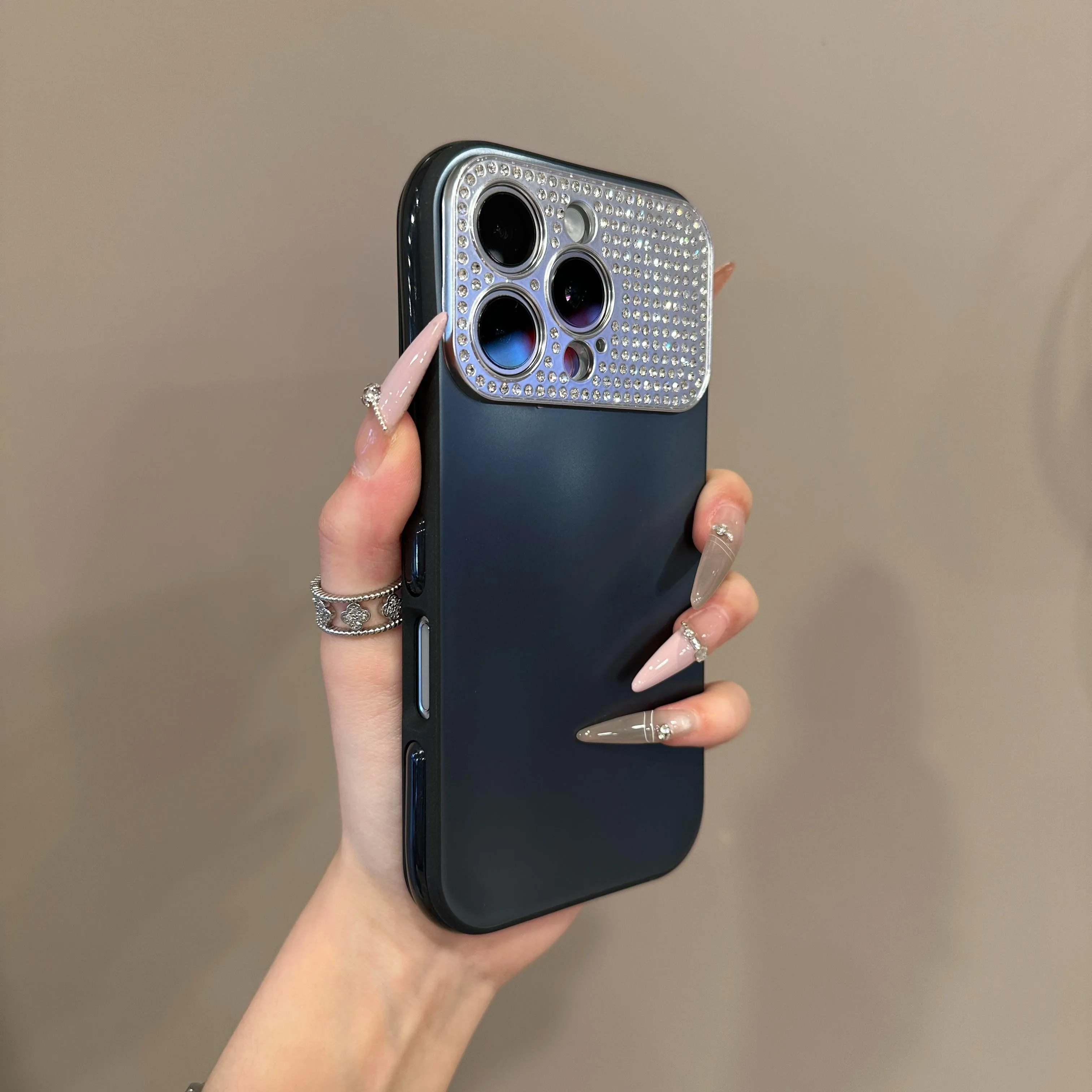 Capa Protetora Para Câmera Com Diamantes Brilhantes (preta) Para Iphone 13