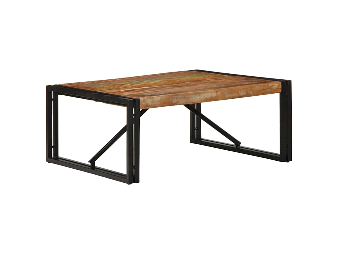 Vidaxl Mesa De Centro Multicor 80x80x35 Cm Madeira Maciça Recuperada
