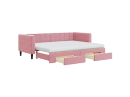 Sofá-cama com gavetão VIDAXL Cor-de-rosa Veludo (80x200 cm)