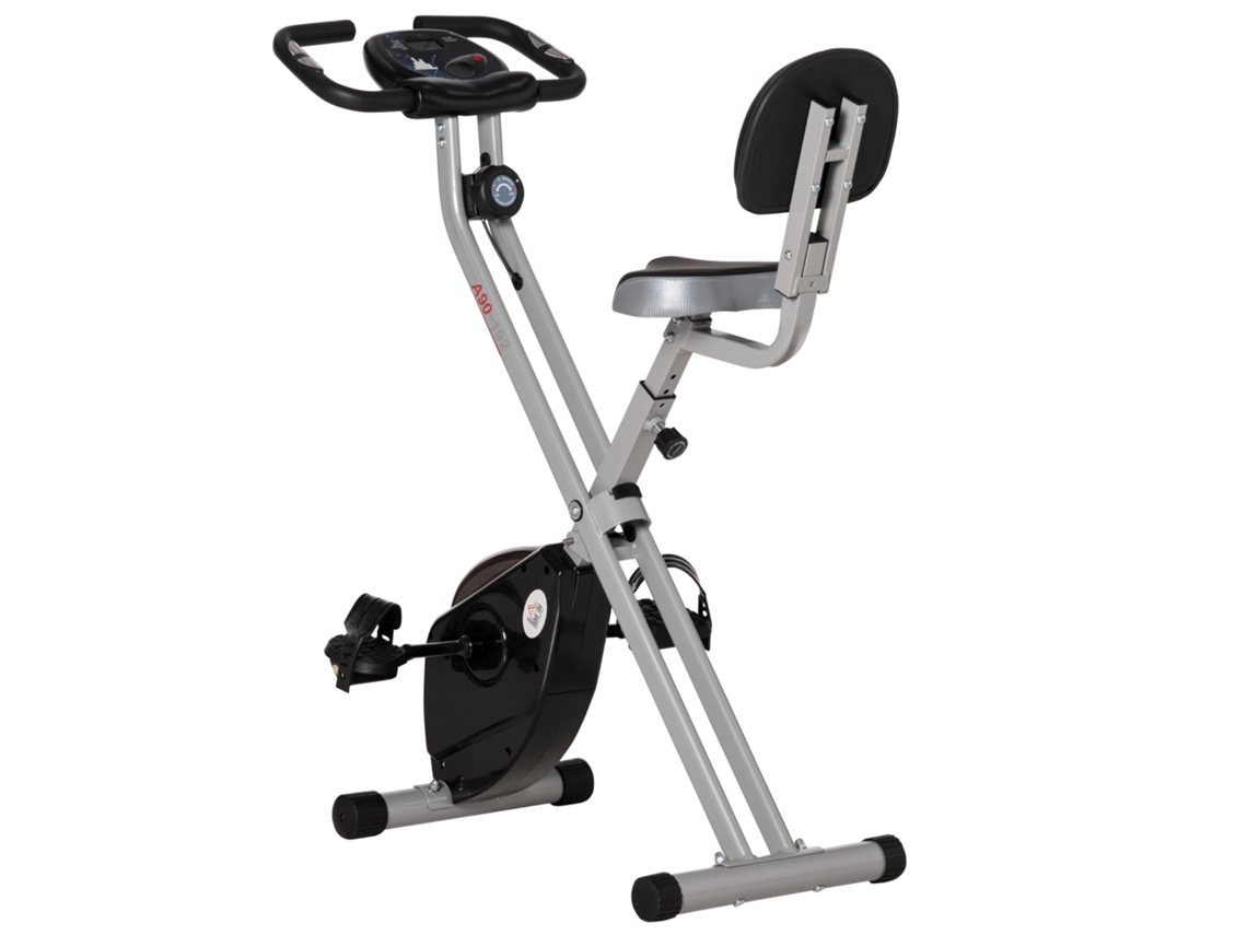 Bicicleta Estática Dobrável Com 8 Níveis De Resistência Magnética Com Assento Ajustável 43x97x109 Cm Cinzento