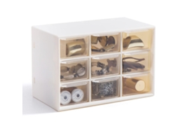 9 Caixas De Armazenamento Com Puxador Branco 18x9,8x12cm