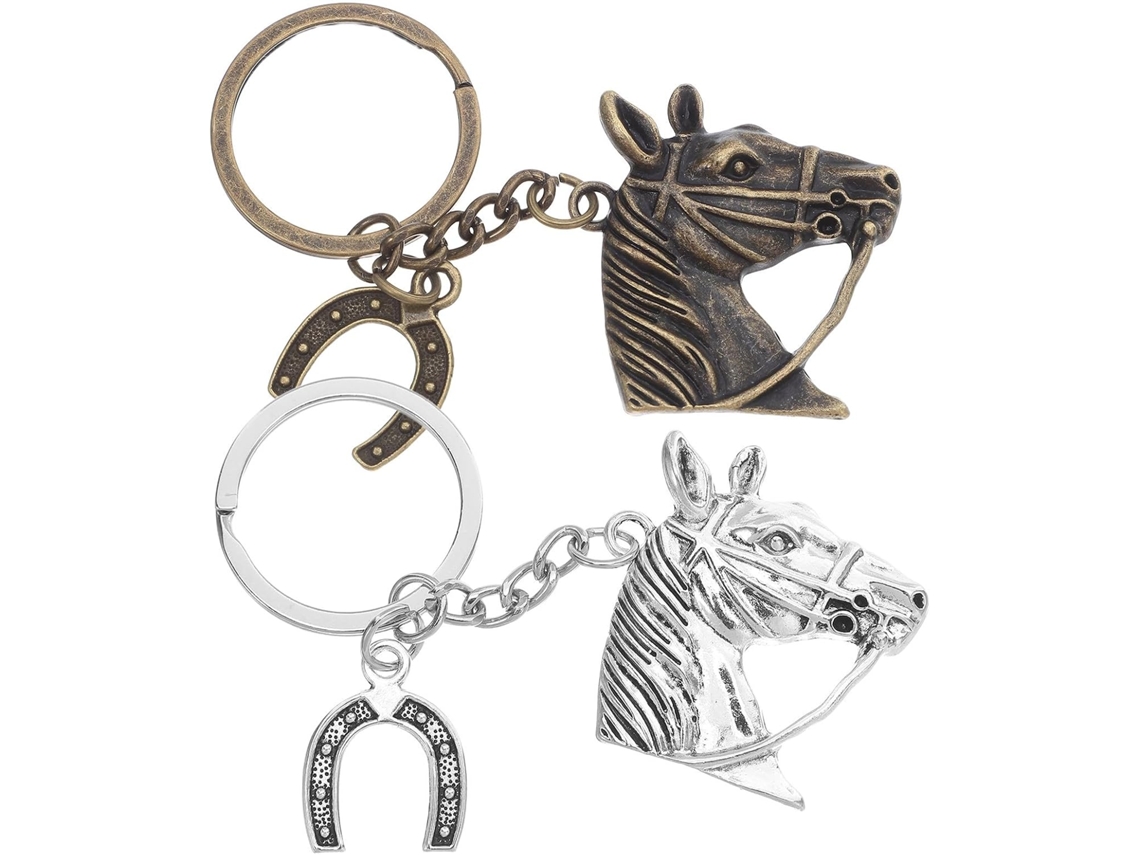 Conjunto De 2 Chaveiros Antigos Com Pingente De Metal Em Formato De Cabeça