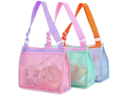 Conjunto De 3 Bolsas Praia Em Tela Para Crianças, Ideais Colecionar Conchas E Outros Brinquedos Praia. Possuem Zíper. -aquaforge