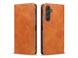 Capa De Couro Com Padrão De Bezerro, Ideal Para Samsung.cáqui - A53