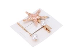 Conjunto De 2 Grampos De Estrela Do Mar Com Pérolas Falsas Para Cabelo Acessórios De Cabelo Para Mulheres E Meninas Rosa