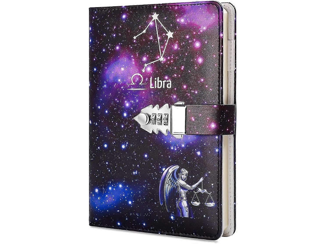 Caderno Criativo A5 com Trava de Senha, Revestido em Couro Pu, com Combinação e Cadeado BRILVIBERA (libra)