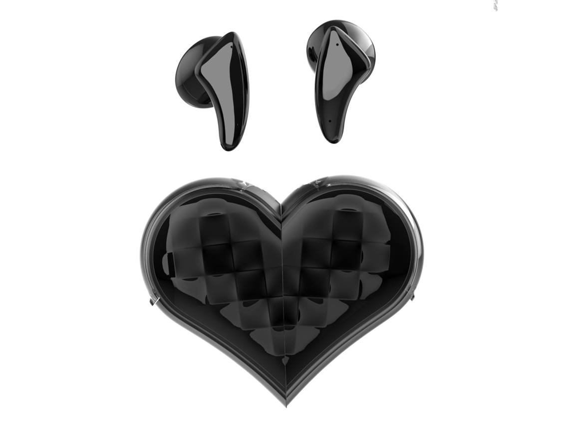 Fones de Ouvido MDUG, Bluetooth 5.4, formato coração, microfone HD, pretos