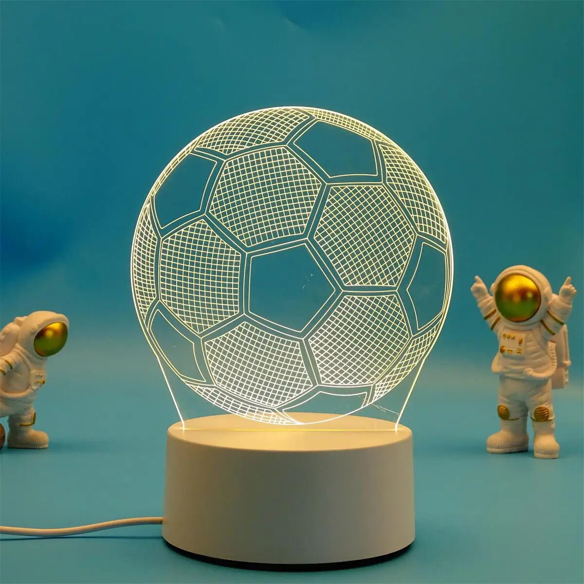 Luminária Noturna Led Usb 3d em Acrílico, Decoração para Quarto MDUG (luz Quente)