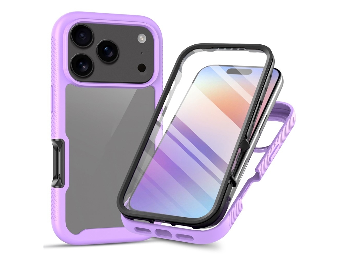 Capa Skalo Para Iphone 17 Pro, Transparente, À Prova De Choque E Com Protetor De Tela - Roxa