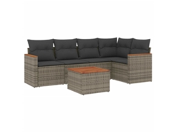 Conjunto de 6 Sofás de Jardim com Almofadões Vime Cinzento MAISON EXCLUSIVE (80x200 cm)