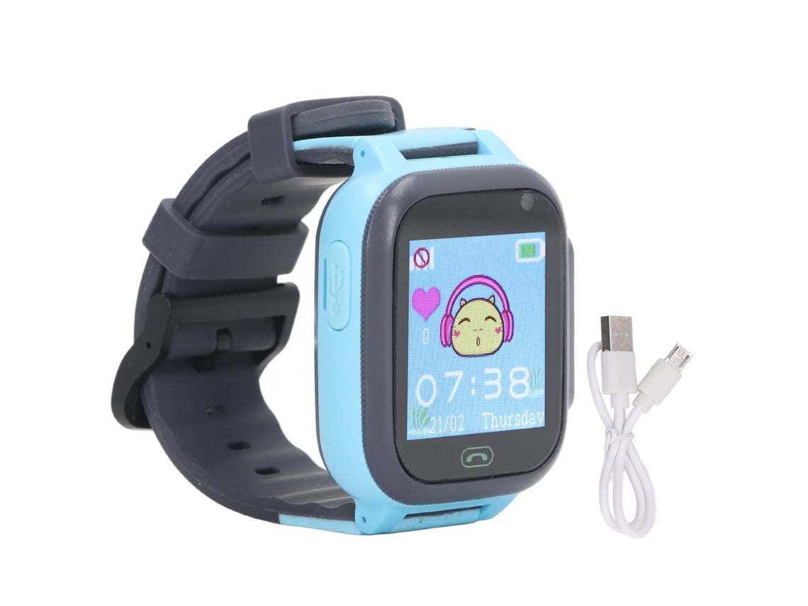 Ats reloj Inteligente para Niños Con Llamada Vídeo Cámara Alarma Linterna Pantalla Táctil Azul para Uso Al Aire Libre