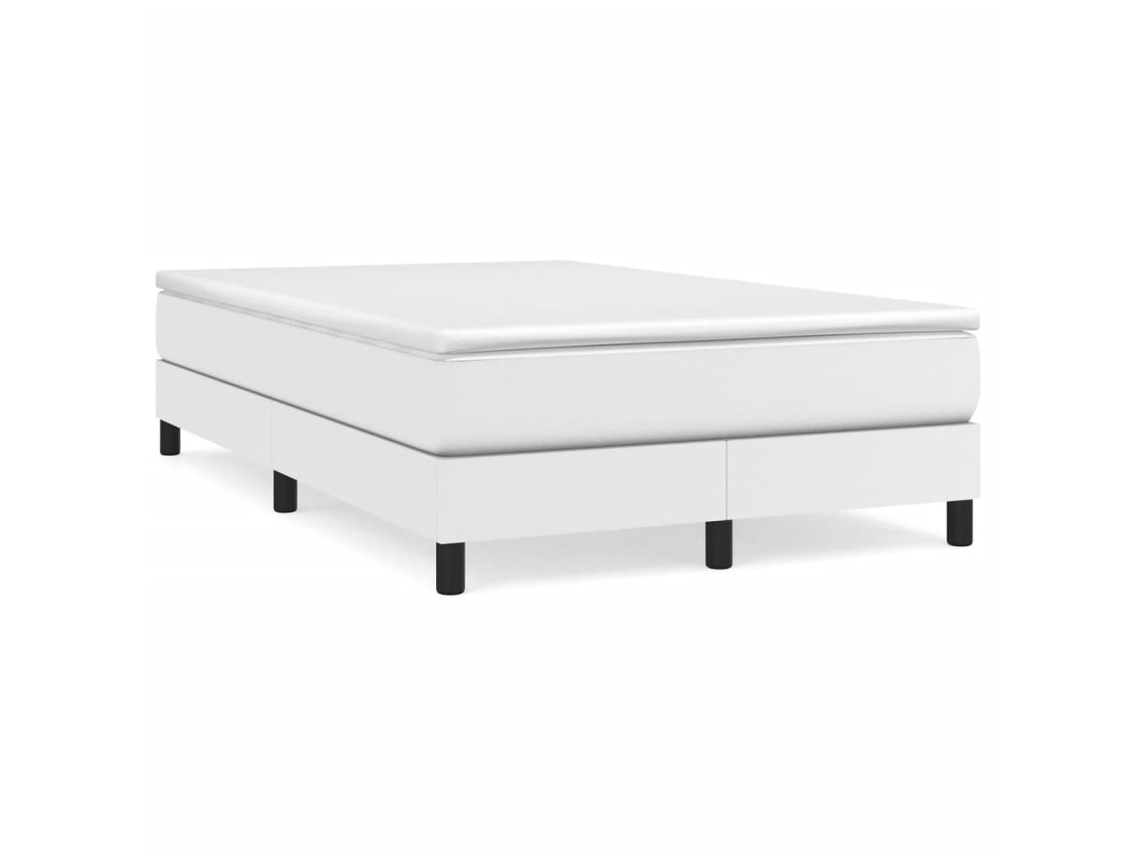 Vidaxl Cama Boxspring Com Colchão 120x190 Cm Couro Artificial Branco