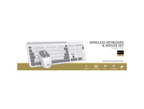 Teclado C Tech Quallis Wlkmc 05, Conjunto Combinado Sem Fio Com Mouse, Branco, Usb, Cz/sk