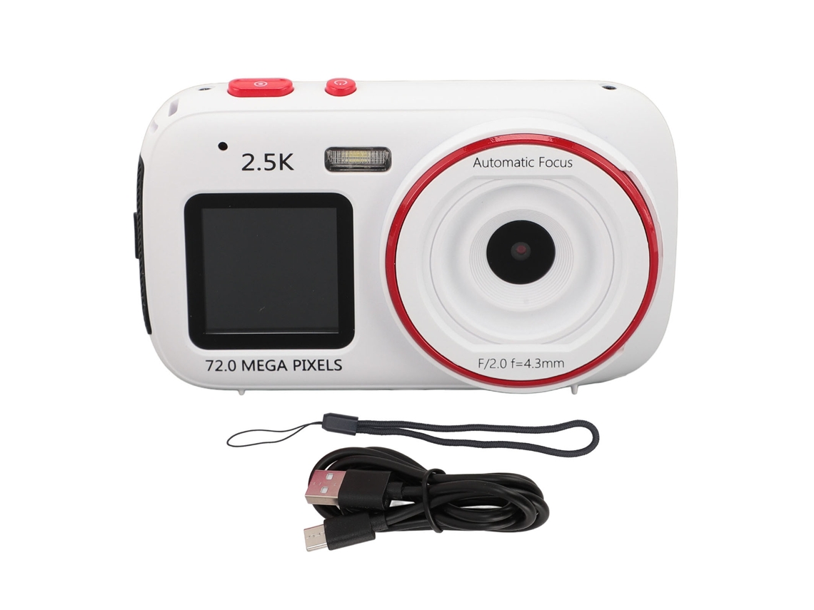 Câmera Digital 72mp Tela Dual 2,4/1,54 Polegadas Zoom 16x Mp3 Portátil Branca