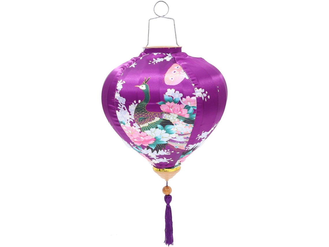 Lanterna Decorativa Vietnamita de 30 Cm em Tecido Roxo Resistente À Água para Uso Externo. SFUSHOS