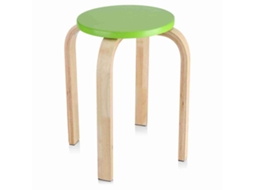 Banquinho de Madeira Curva Anti derrapante Empilhável Cor Verde para Quarto Infantil