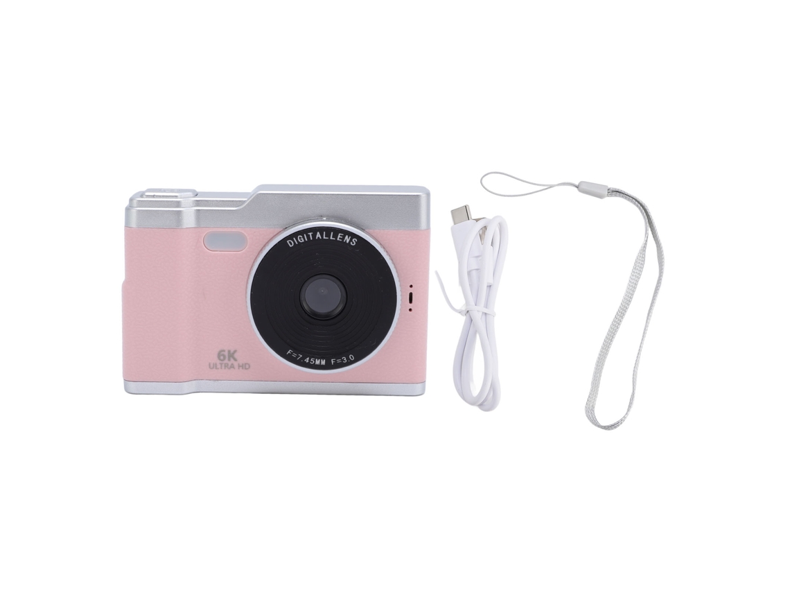 Câmara Digital 48mp 8x Zoom Lentes Frontal E Traseira Filtros Múltiplos Tela 2.4" Anti-shake Compacta Portátil Para Estudantes Rosa