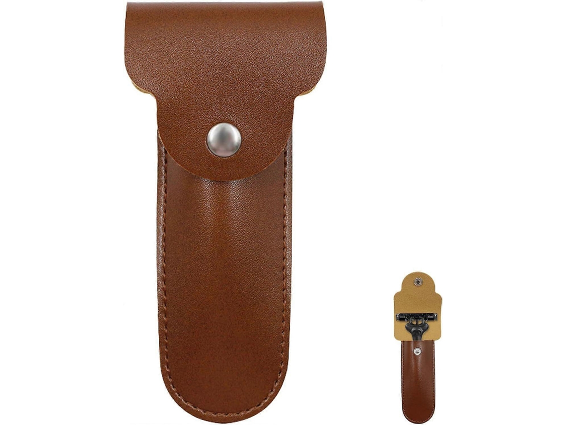 Estojo Portátil De Couro Para Lâmina De Barbear, Ideal Para Viagens, Para Guardar E Transportar Sua Lâmina . Hengjian (marrom)
