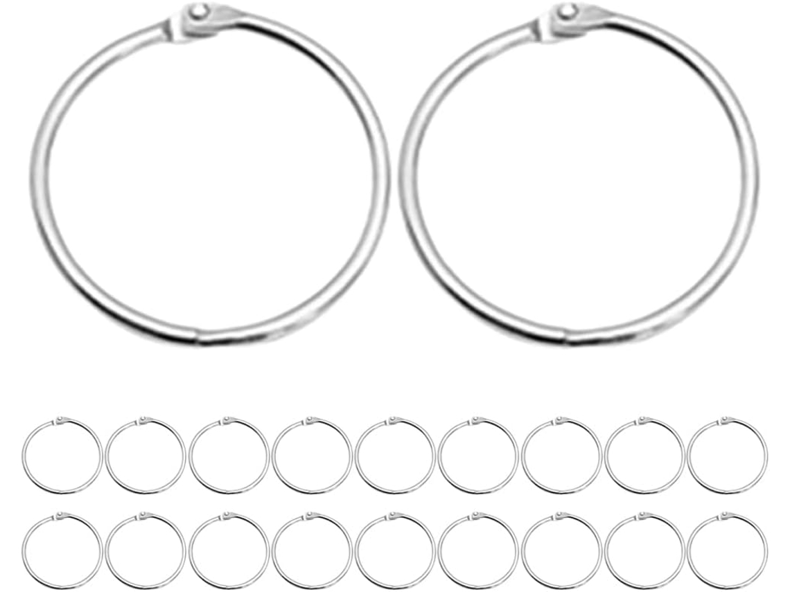 Conjunto de 20 anéis de metal com fecho rápido para decoração de livros, álbuns e artesanato.