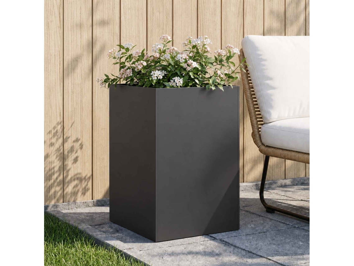 Vidaxl Vaso De Jardim Preto 50 X 50 X 75 Cm Aço Laminado A Frio