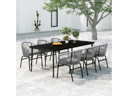 Vidaxl 7 Pcs Conjunto De Jantar Para Jardim Cinzento