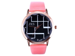 Relógio Feminino de Pulso Analógico Simples com Pulseira de Couro Pu Rosa