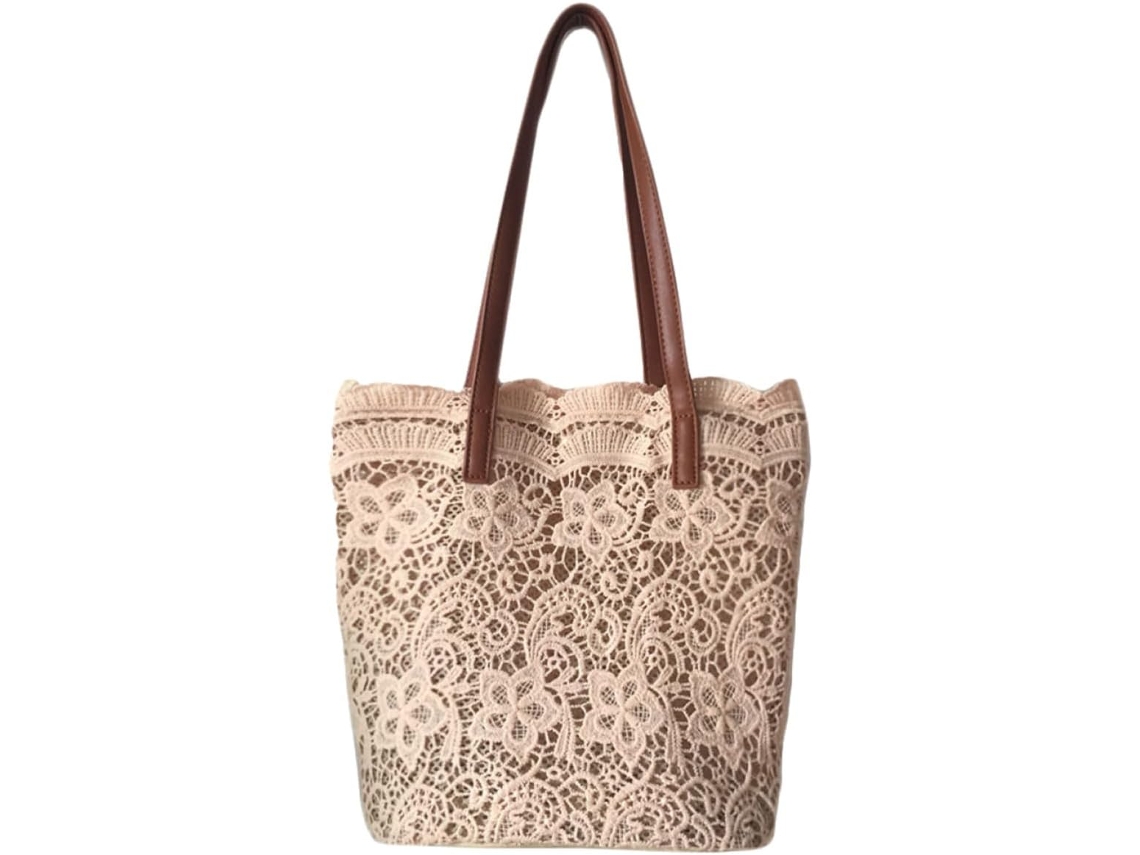 Bolsa Transversal Ciieeo Com Delicado Bordado Em Renda, Perfeita Para Compras E Passeios De Verão.