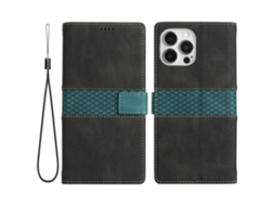 Capa Pega Para Iphone 15 Pro Pele Sintética Preto