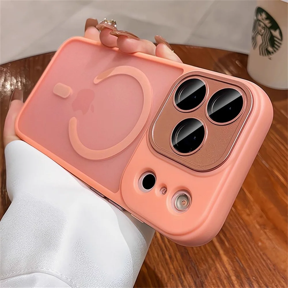 Capa Transparente Fosca Para Celular (rosa 16plus) Com Proteção Para Lente E Carregamento Sem Fio.