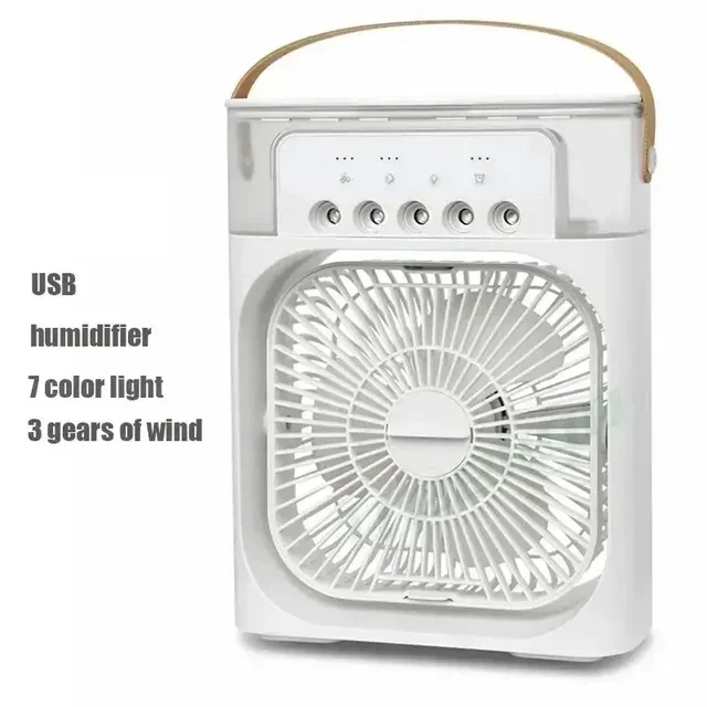 Umidificador Portátil 3 em 1 Mini Climatizador Ventilador Usb Luz Noturna Led Névoa de Água Divertido para Casa AQUAFORGE