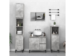 Vidaxl Armário Wc 30x30x190 Cm Derivados De Madeira Cinzento Cimento