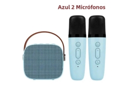 Máquina de Karaokê Sem Fio com Dois Microfones e Som Surround Estéreo de Alta Definição. MDUG (azul + 2 Microfones)
