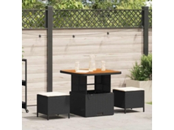 Vidaxl Conjunto de Jantar para Jardim Preto Vime Pe